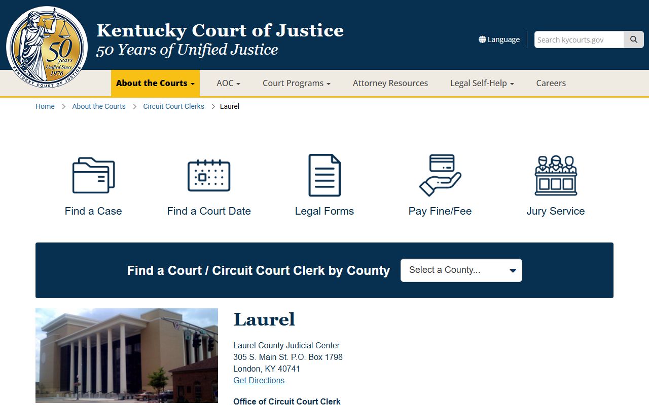 Laurel County court records official county court page