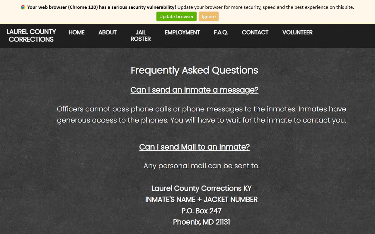 Laurel County inmate records correctional center source